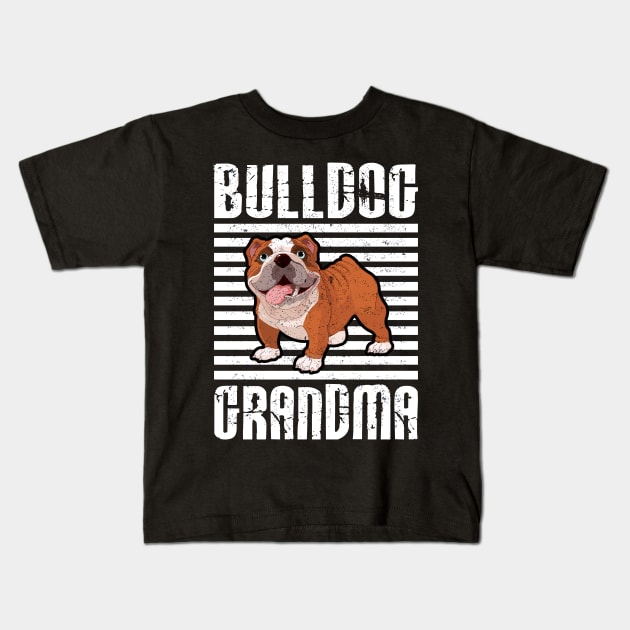 Bulldog Grandma Proud Dogs Kids T-Shirt by aaltadel